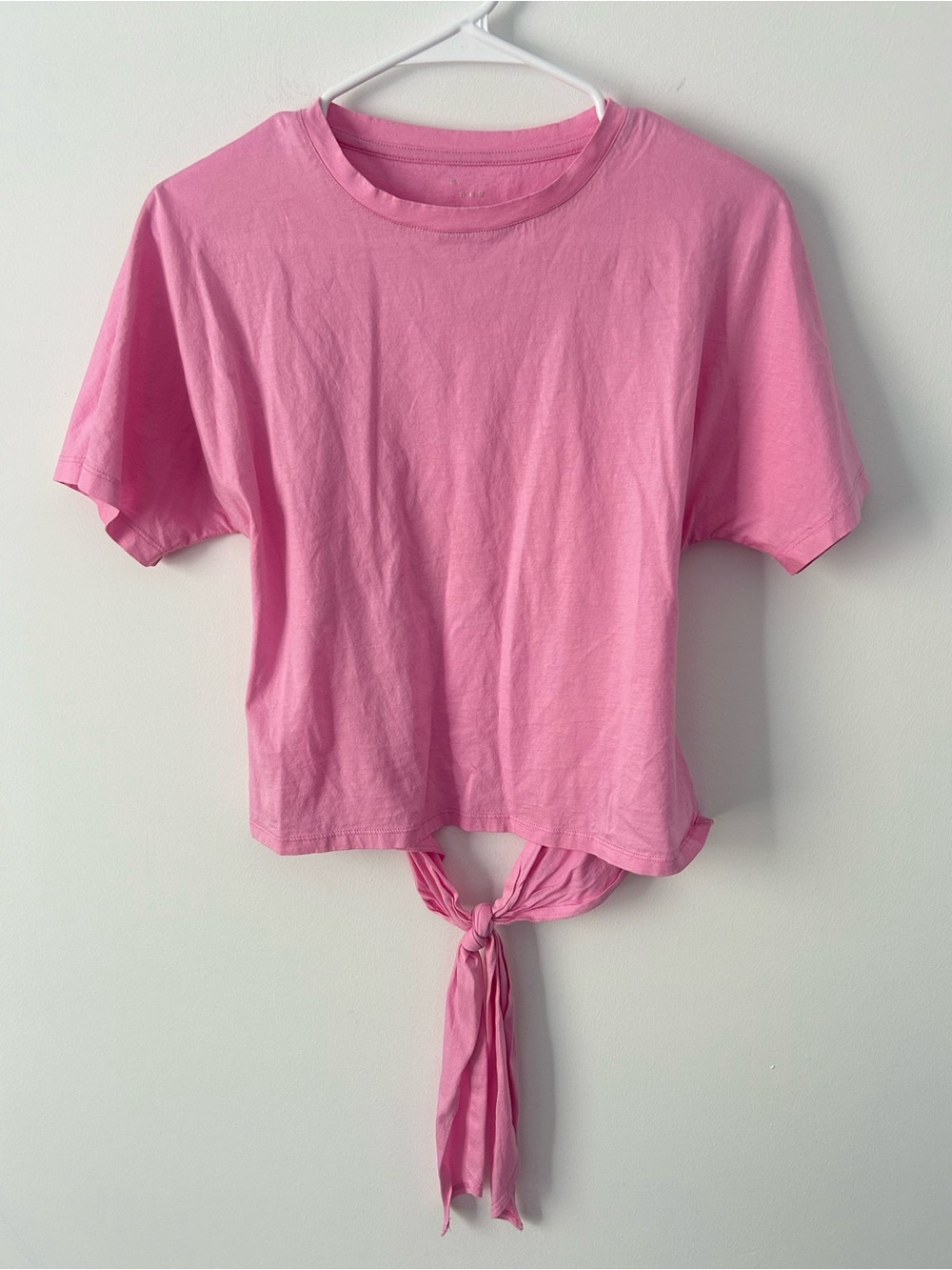 all in motion Pink Tie-Front Short Sleeve Crop Tee